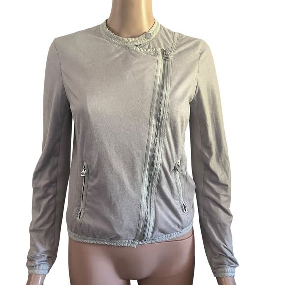 A|X Armani Exchange Moto Jacket Womens Small Gray Faux Suede Asymmetrical Zip - Picture 9 of 14
